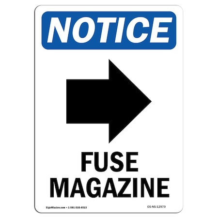 OSHA, 12" Height, Peel & Stick Wall Graphic, 18" x 12", Landscape, Fuse Magazine (Right Arrow) Sign